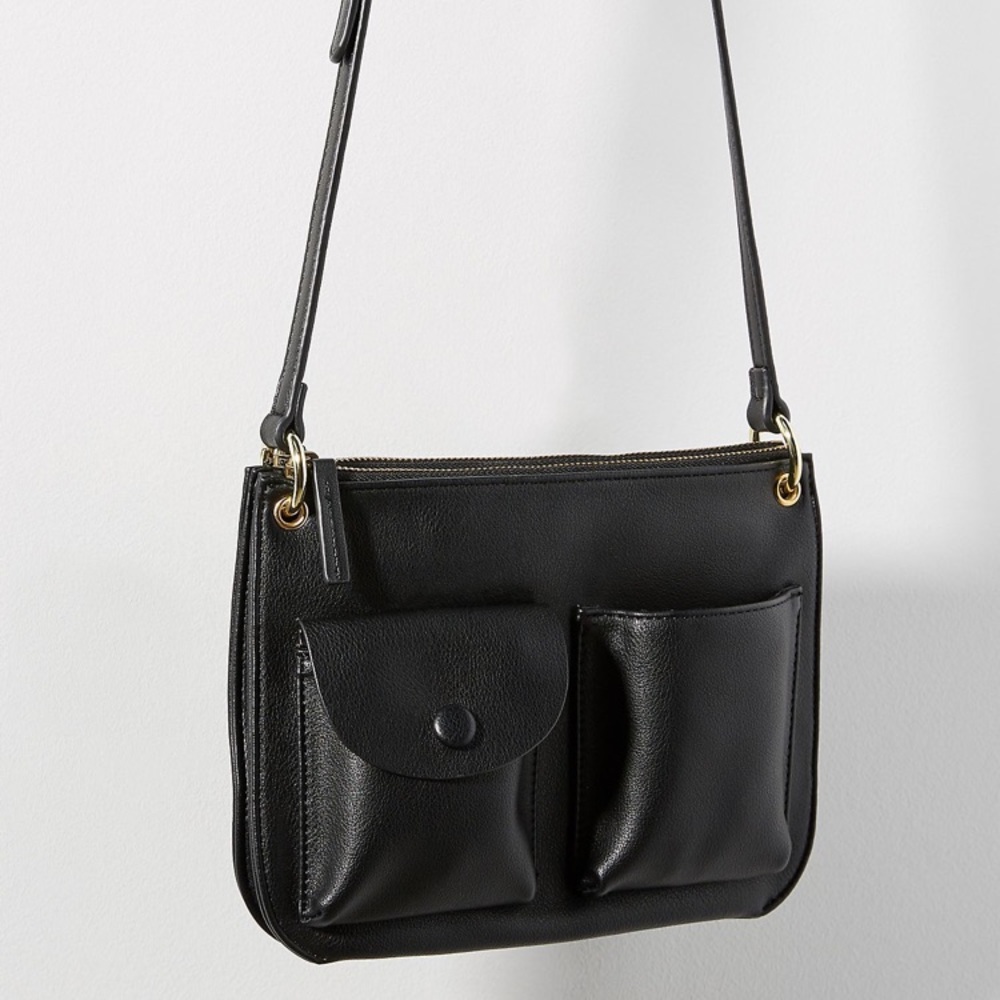 NWT Anthropologie Black Vegan Leather Crossbody